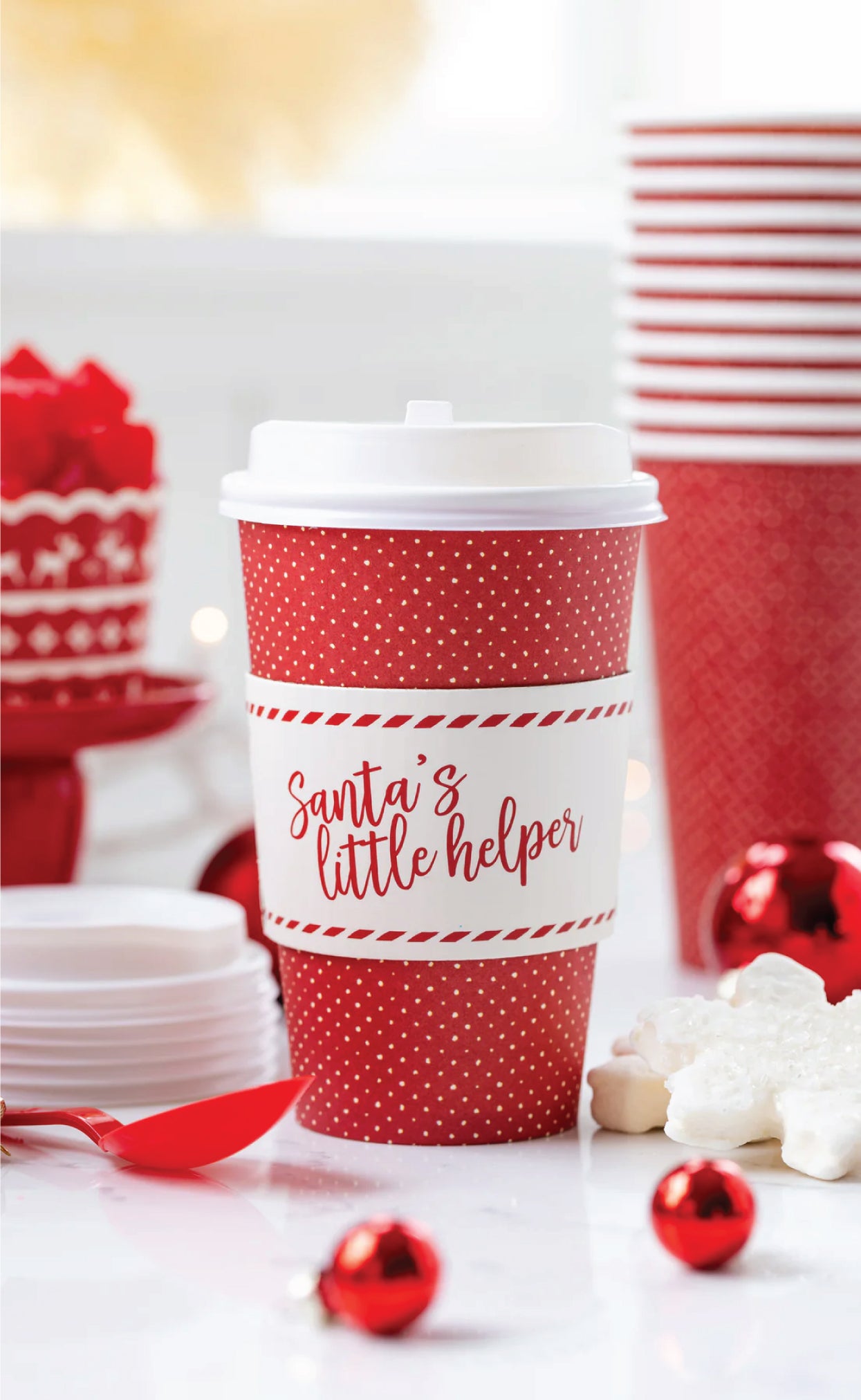 Santa's Little Helper Coffee Cups & Lids 8ct | The Party Darling