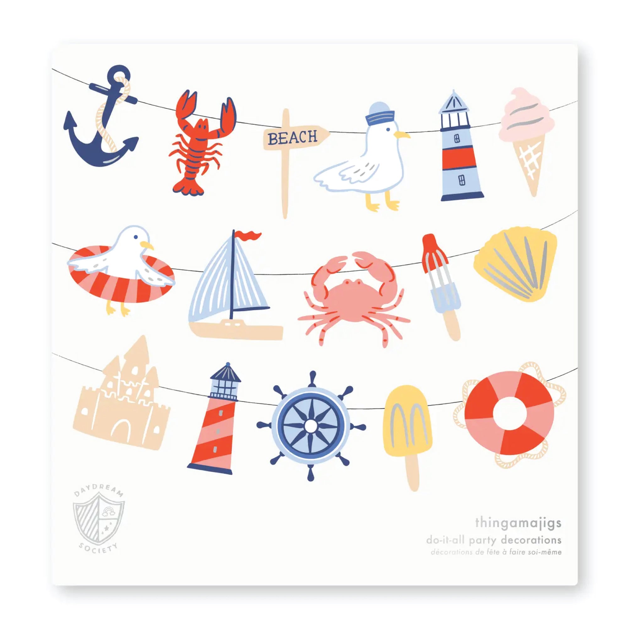 DIY seaside garland with beach-themed icon cutouts