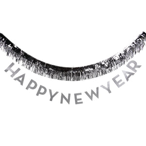 Silver Happy New Year Banner & Fringe Garland Set 8ft | The Party Darling