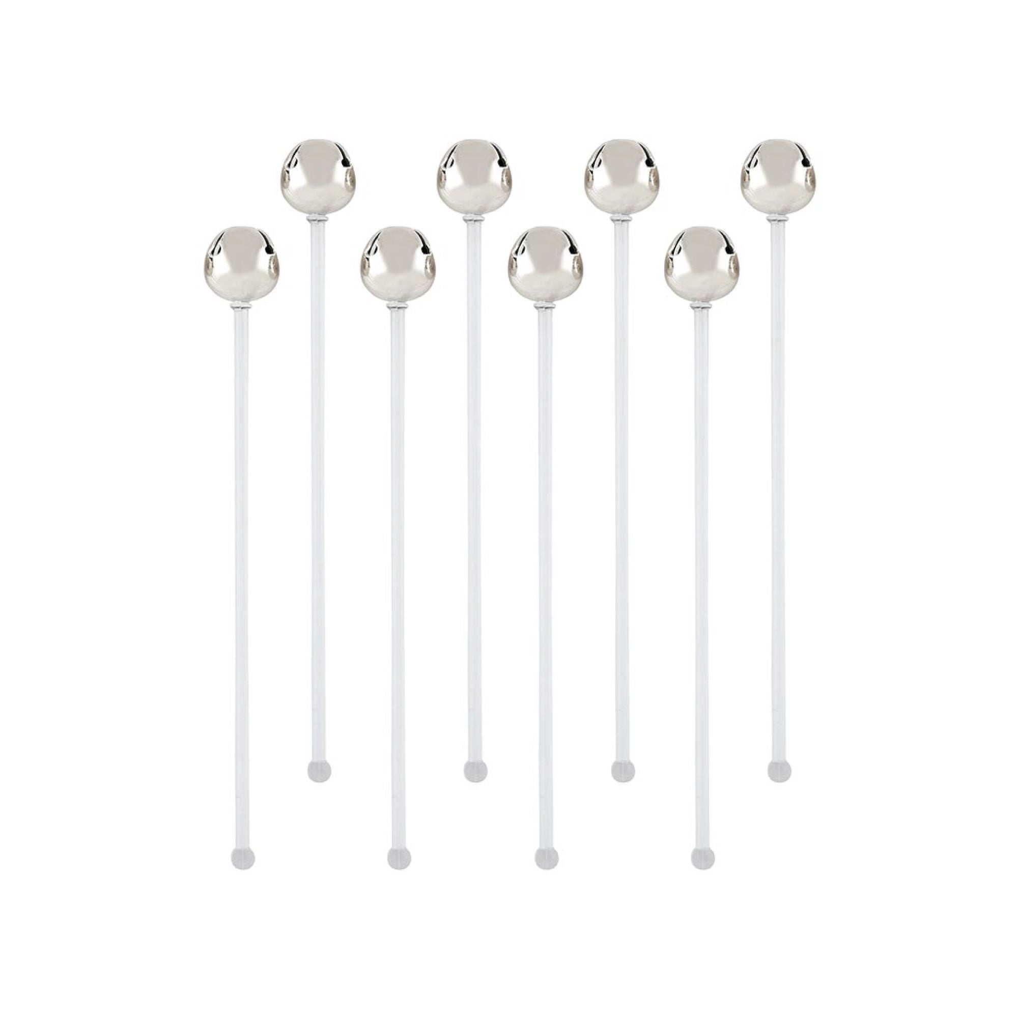 Silver Jingle Bell Drink Stirrers 8ct | The Party Darling