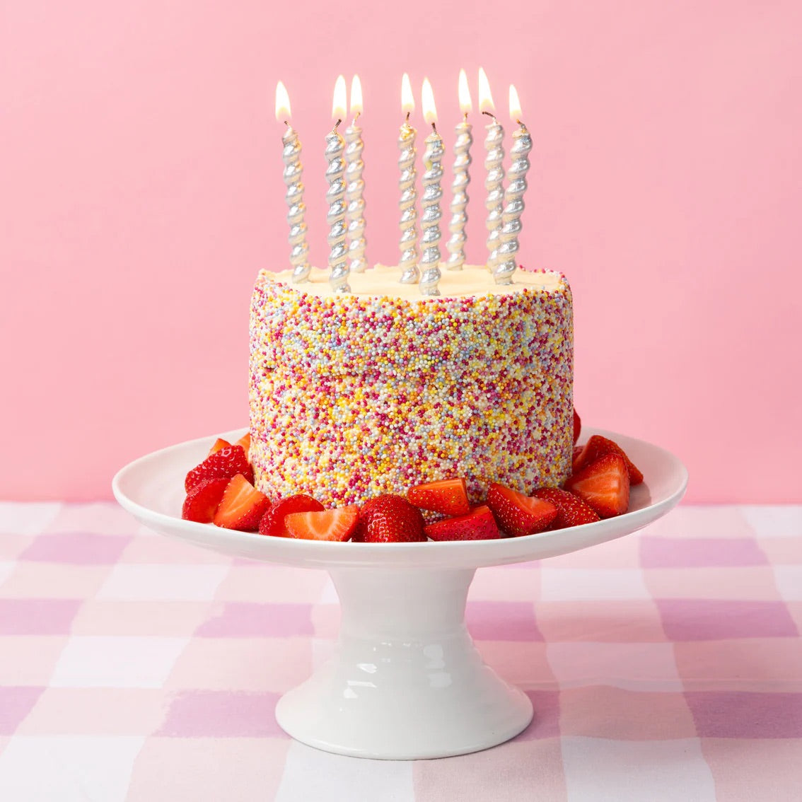 Twirl Silver Party Candles on Birthday Cake | The Party Darling