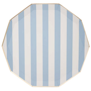 Sky Blue Cabana Striped Dinner Plates 8ct | The Party Darling