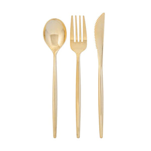 Modern Gold Plastic Cutlery Set for 10 | The Party Darling