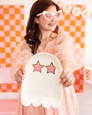 Girl holding Spooky Era Ghost Lunch Plate | The Party Darling