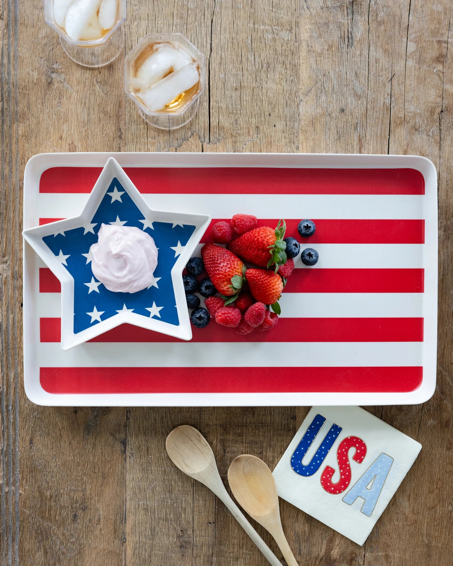 Stars & Stripes Bamboo Serving Tray Set | The Party Darling