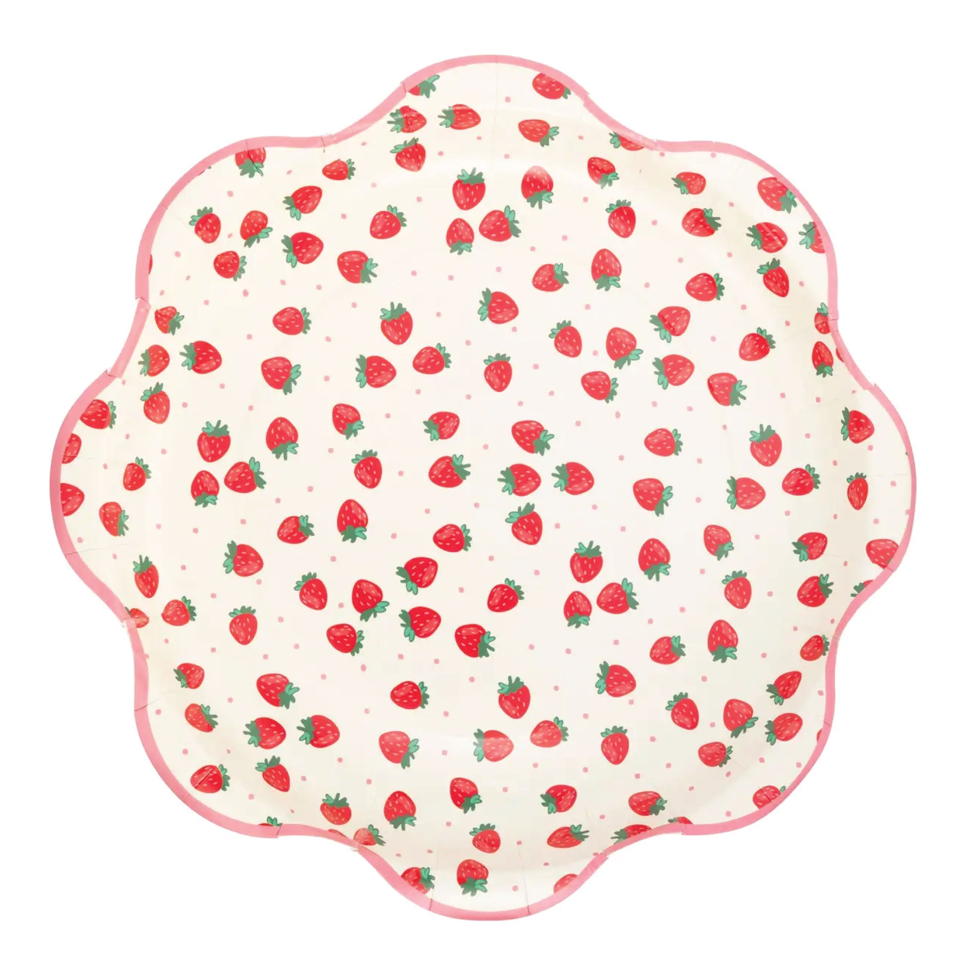 Strawberry print scalloped paper lunch plates
