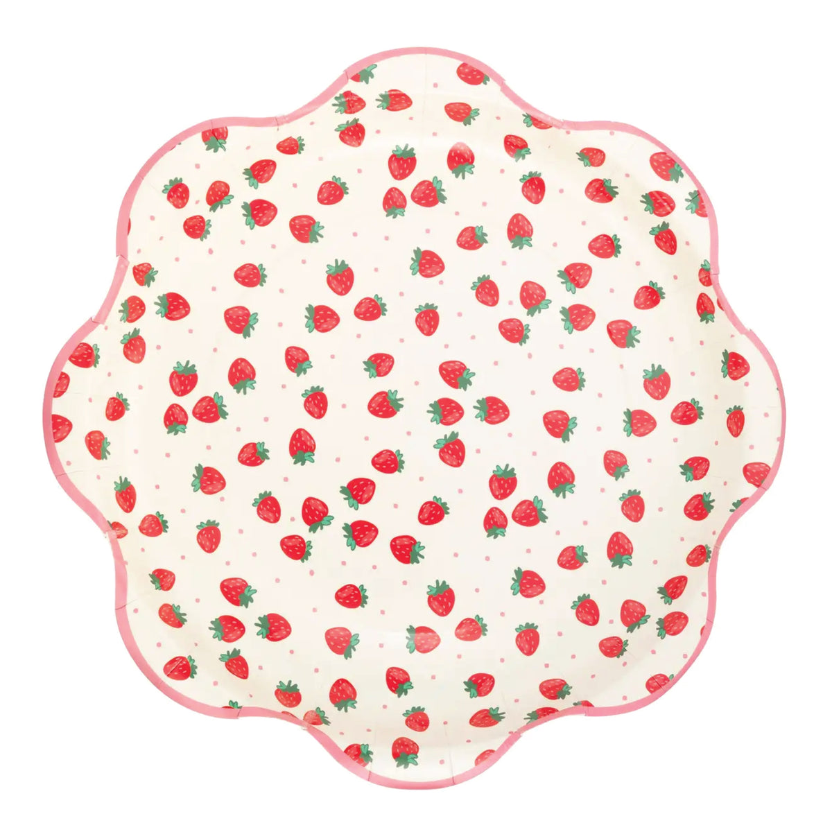 Strawberry print scalloped paper lunch plates
