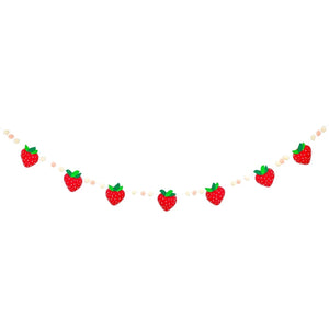 Strawberry felt banner with puffy felt fruit