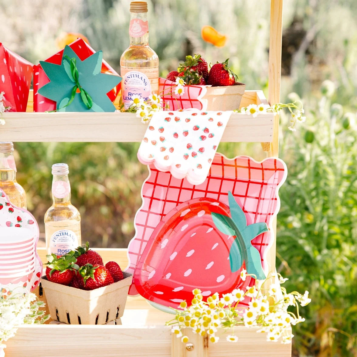 Strawberry dessert plates for fruit-themed birthday parties