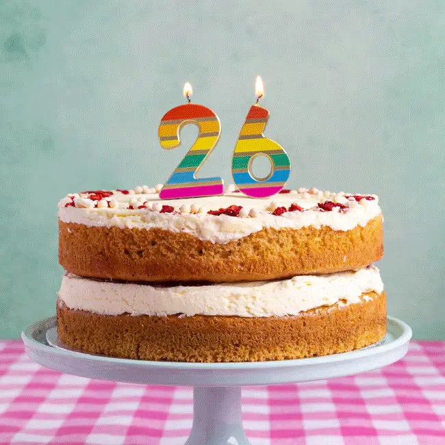 Striped Rainbow Number Birthday Candles 0-9 | The Party Darling