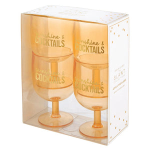 Sunshine & Cocktails Plastic Wine Glasses Packaged | The Party Darling