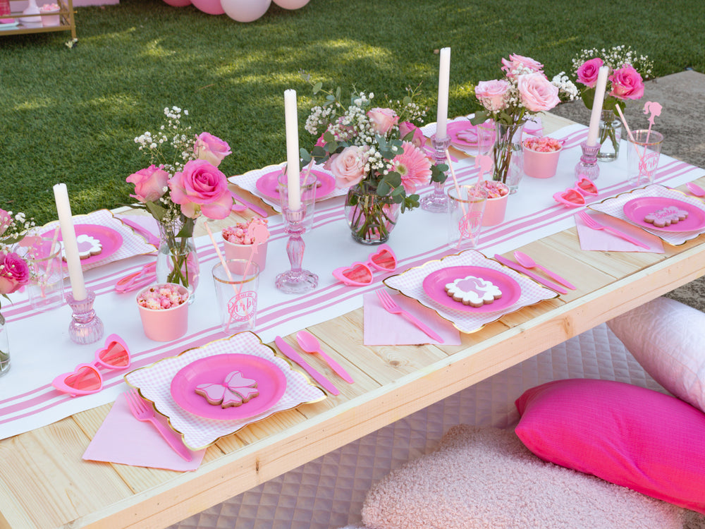 Pink Gingham Scalloped Lunch Plates 8ct | The Party Darling