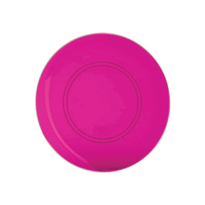Transparent Hot Pink & Gold Rim Plastic Dessert Plates 10ct | The Party Darling