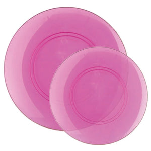 Transparent Hot Pink & Gold Rim Plastic Plates | The Party Darling