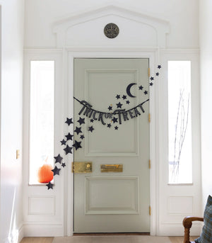 Trick or Treat Felt Banner on Door | The Party Darling