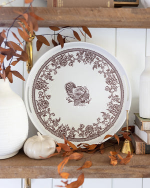 Plymouth Turkey Round Bamboo Serving Tray