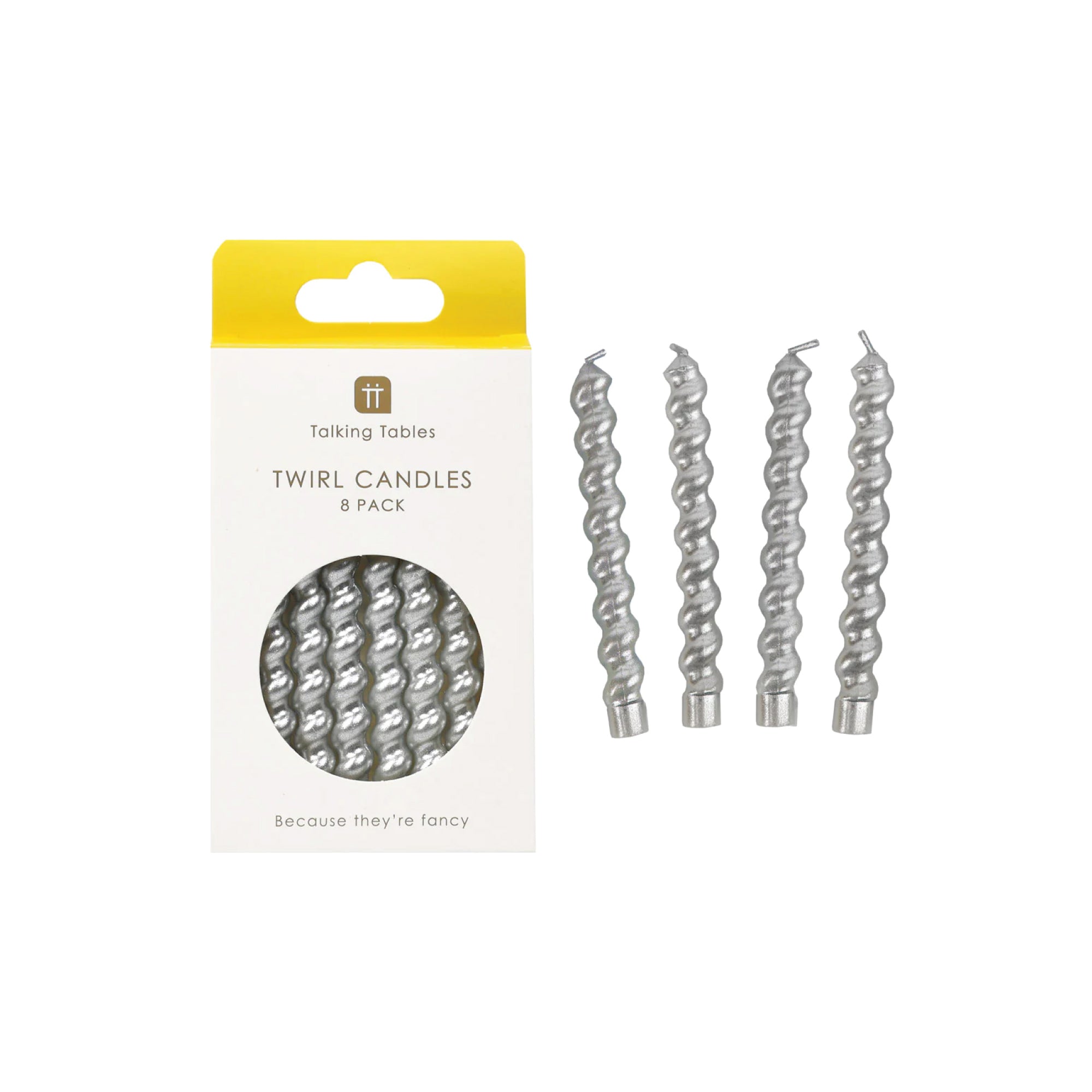 Twirl Silver Birthday Candles 8ct | The Party Darling
