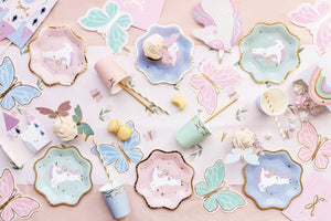 butterfly and unicorn party tablescape