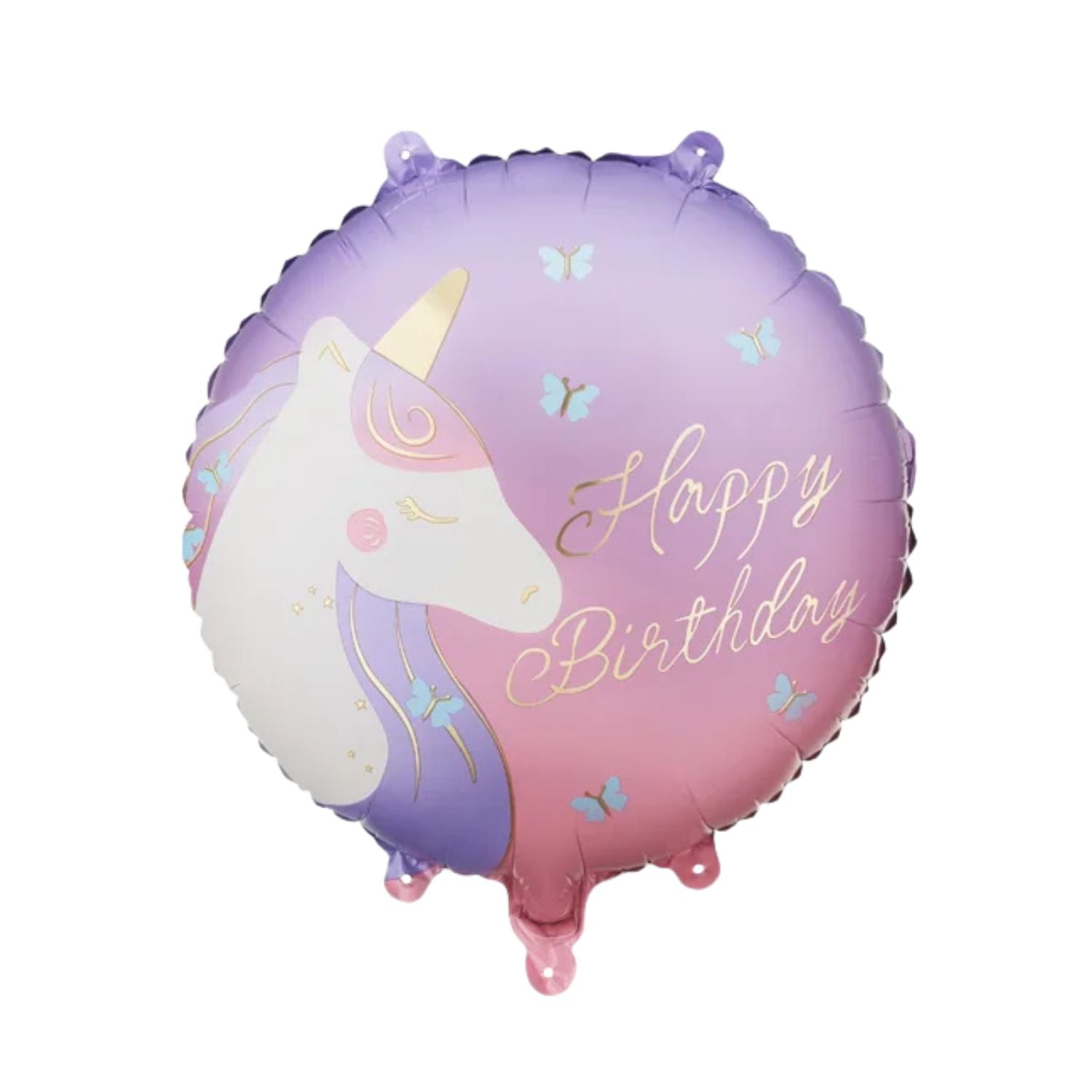 Round unicorn happy birthday foil balloon