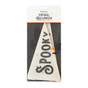 Vintage Halloween Spooky Felt Pennant Flag Packaged