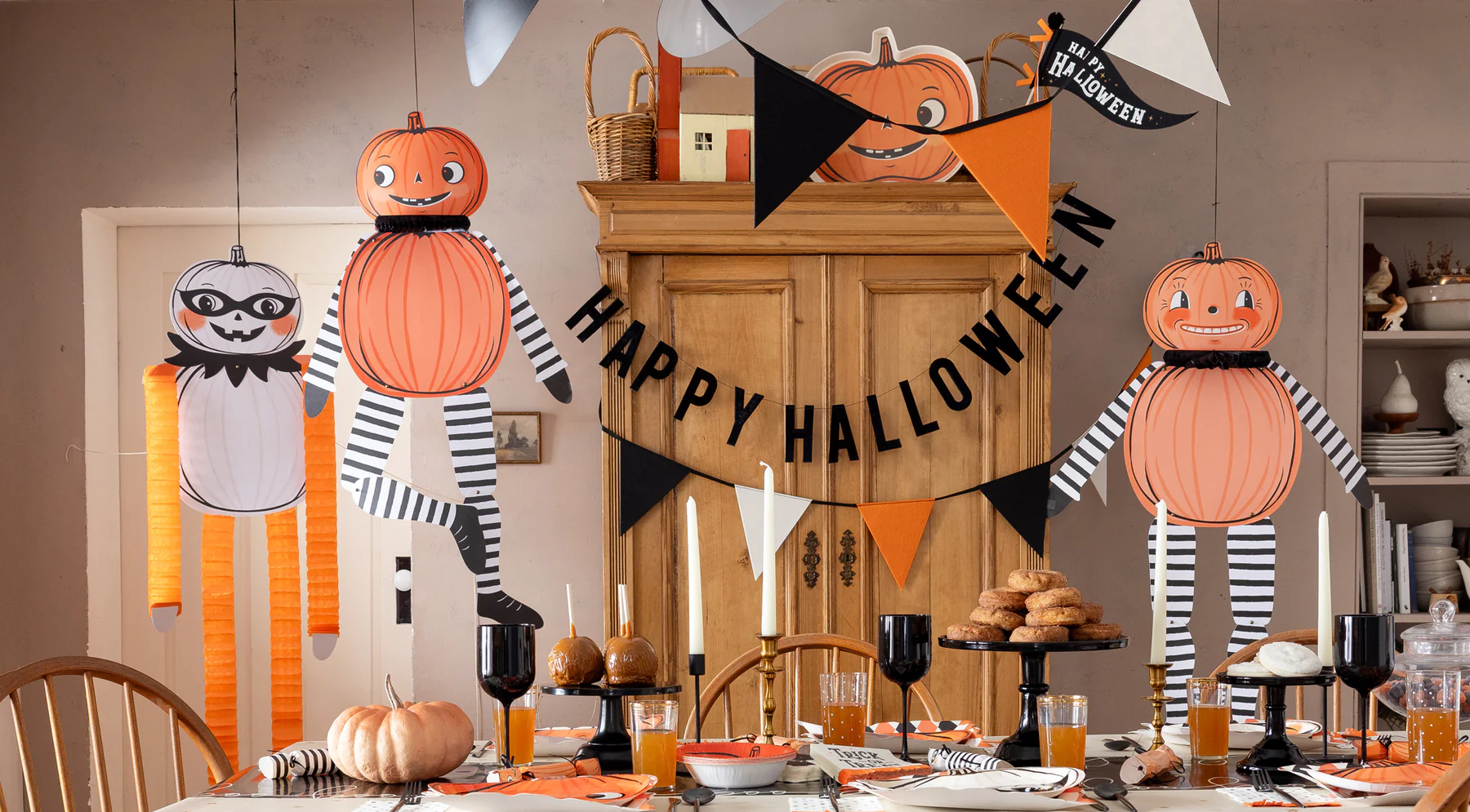 Vintage Halloween Pumpkin Hanging Decorations 3ct | The Party Darling