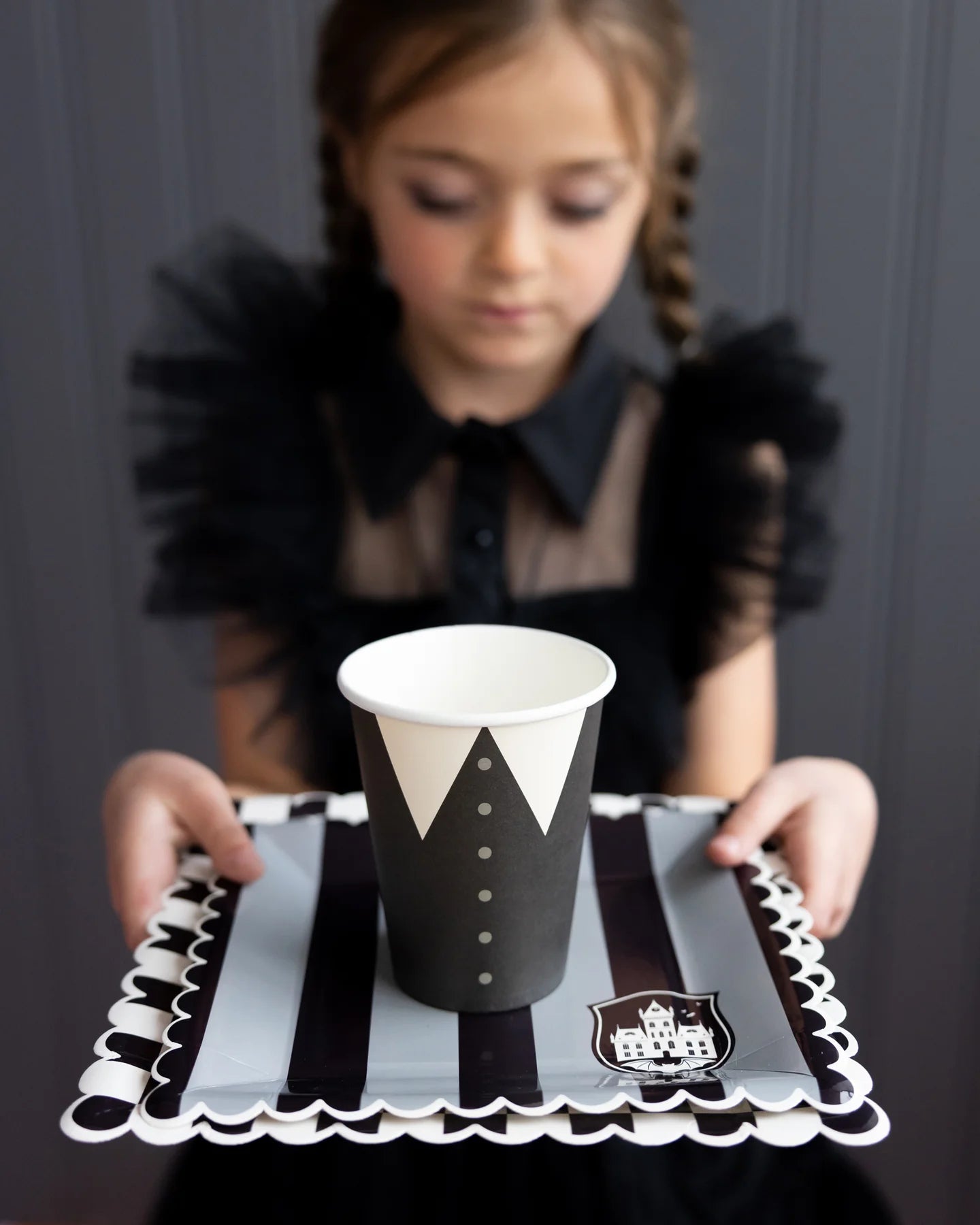 Black Lapel Paper Cups 8ct | The Party Darling