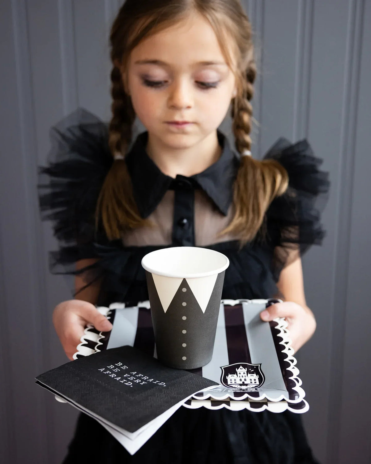 Academy Emblem Striped Square Dessert Plates 8ct | The Party Darling