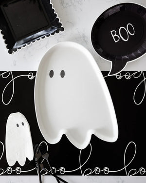 White Halloween Ghost Bamboo Platter