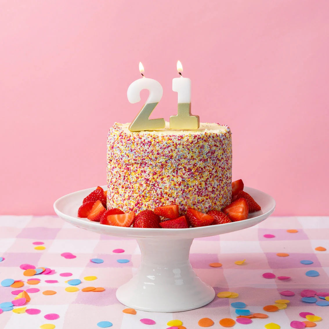 White &amp; Gold Number Birthday Candle