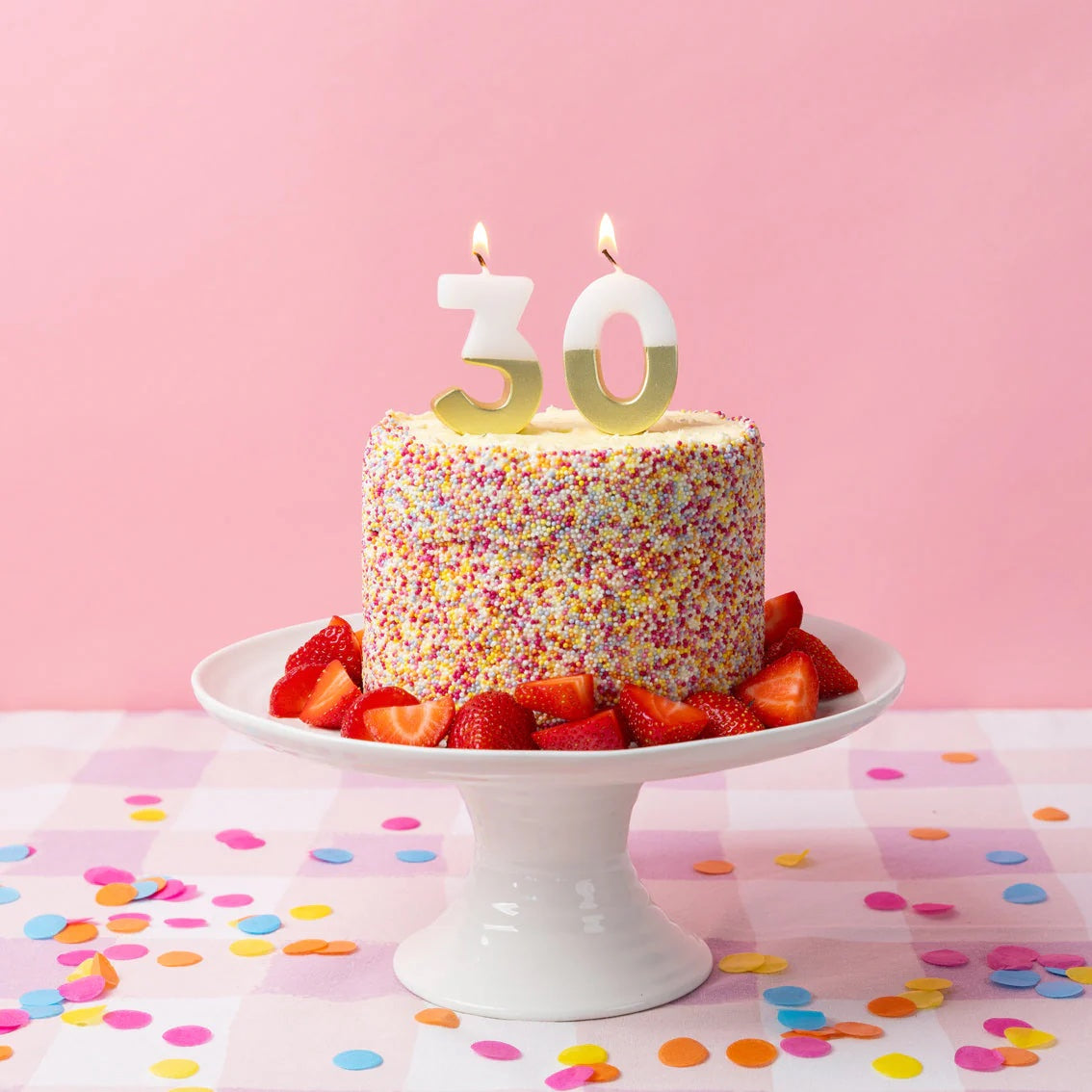 White & Gold Number Birthday Candle