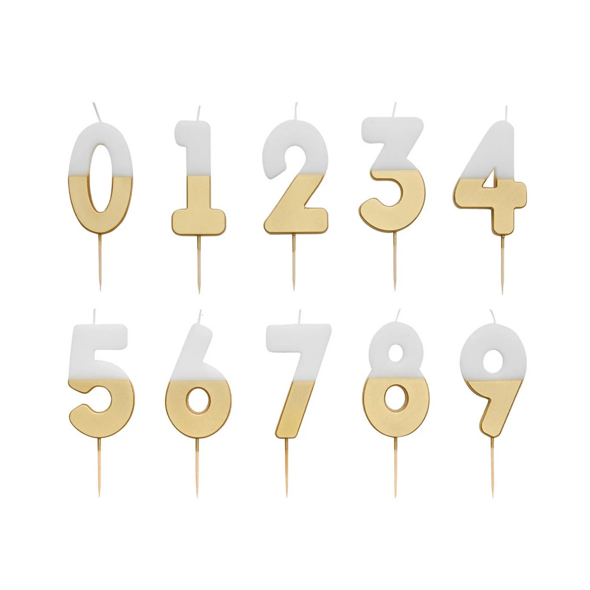 White &amp; Gold Dipped Number Birthday Candle | The Party Darling