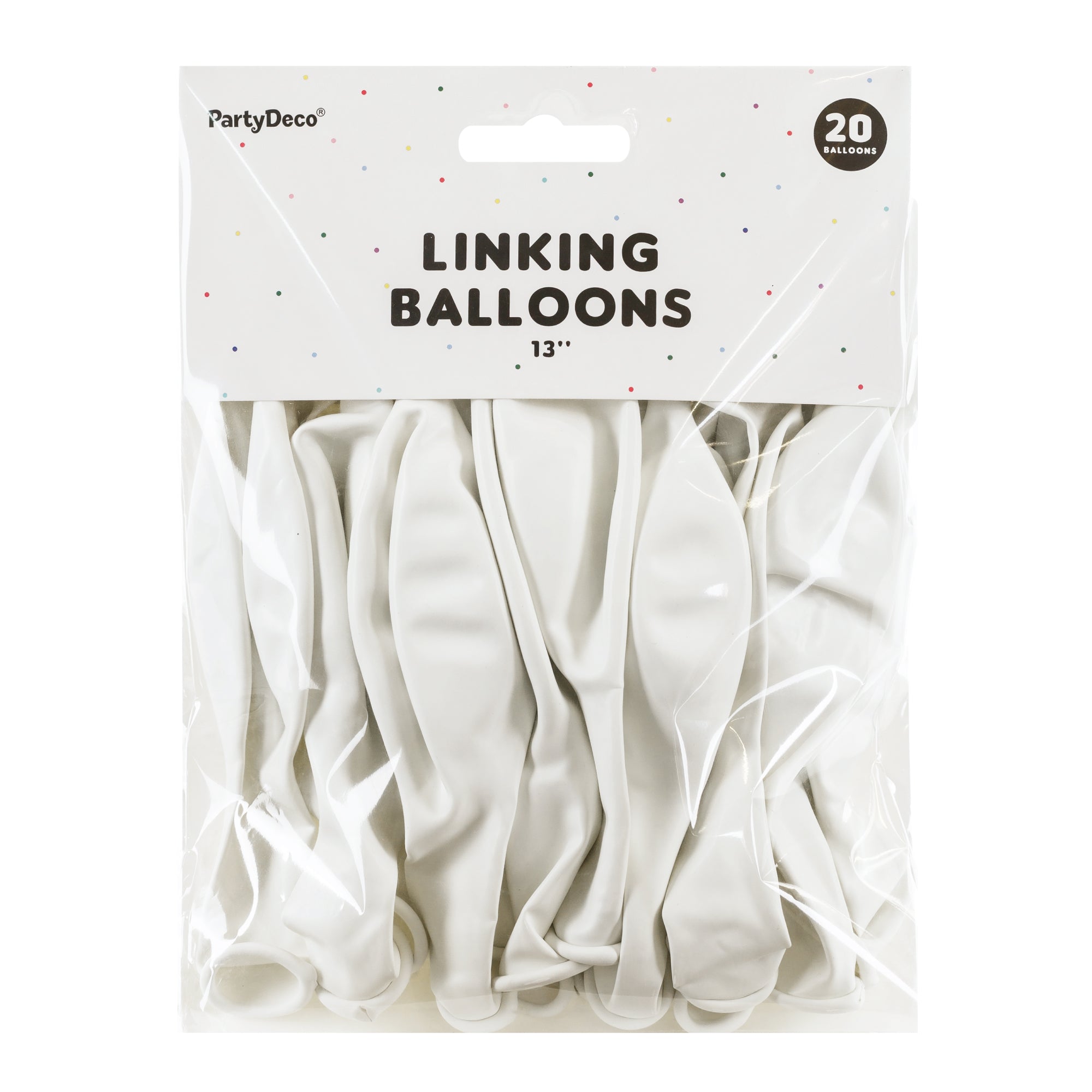 White Linking Latex Balloons 20ct Packaged