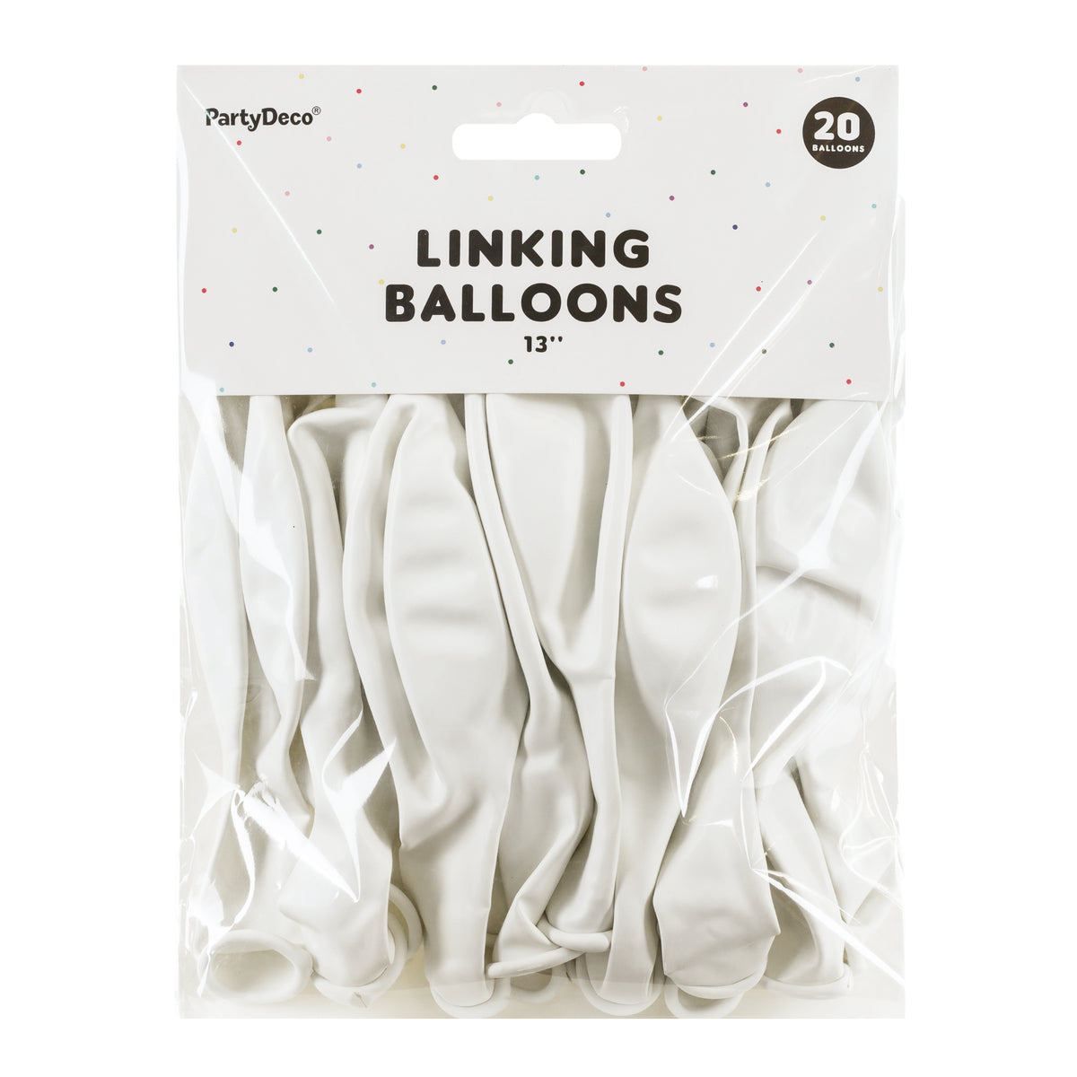 White Linking Latex Balloons 20ct Packaged