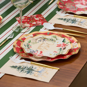 Red Christmas Floral Dessert Napkins 20ct | The Party Darling