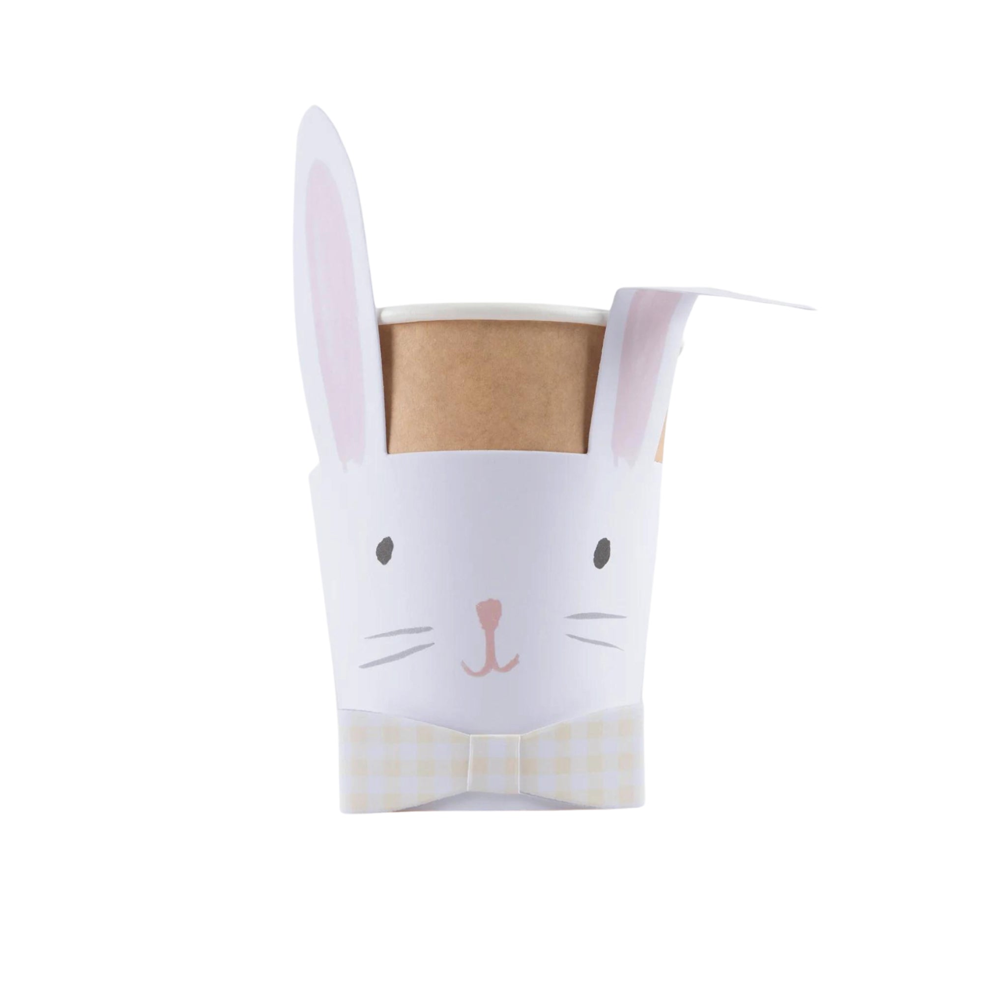 Yellow Gingham Easter Bunny Paper Cups 8ct | The Party Darling
