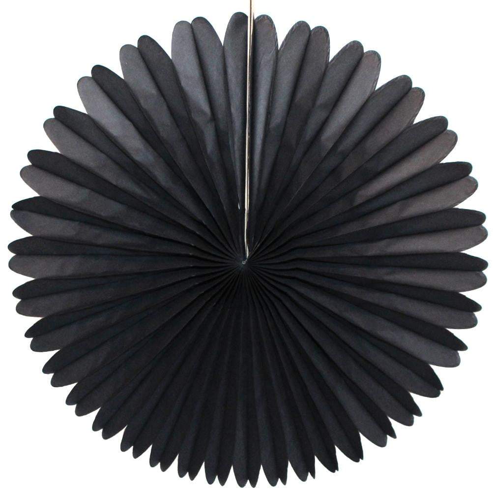 13" Black Tissue Paper Fan | Black Colored Party Decorations | The Party Darling in Tulsa, OK