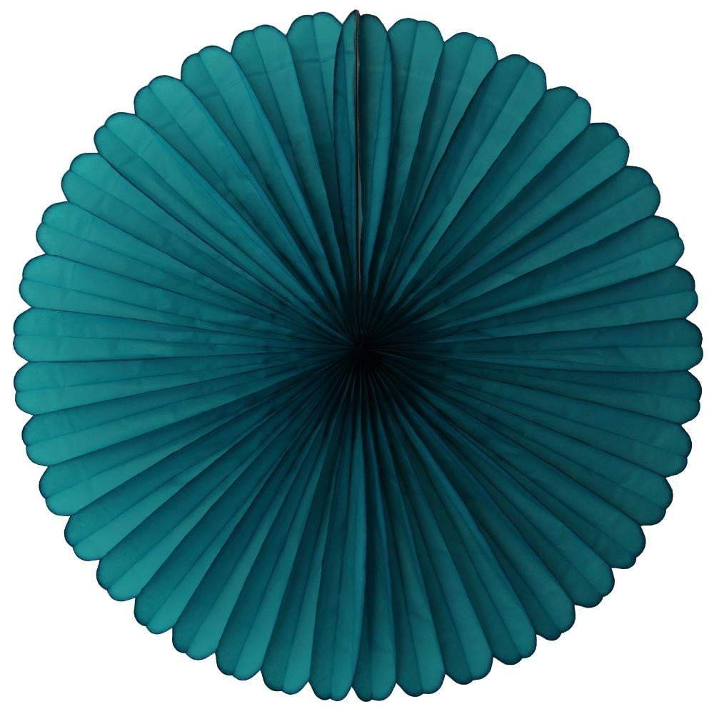 13" Teal Tissue Paper Fan