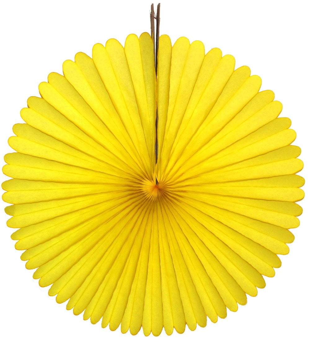 13" Yellow Tissue Paper Fan