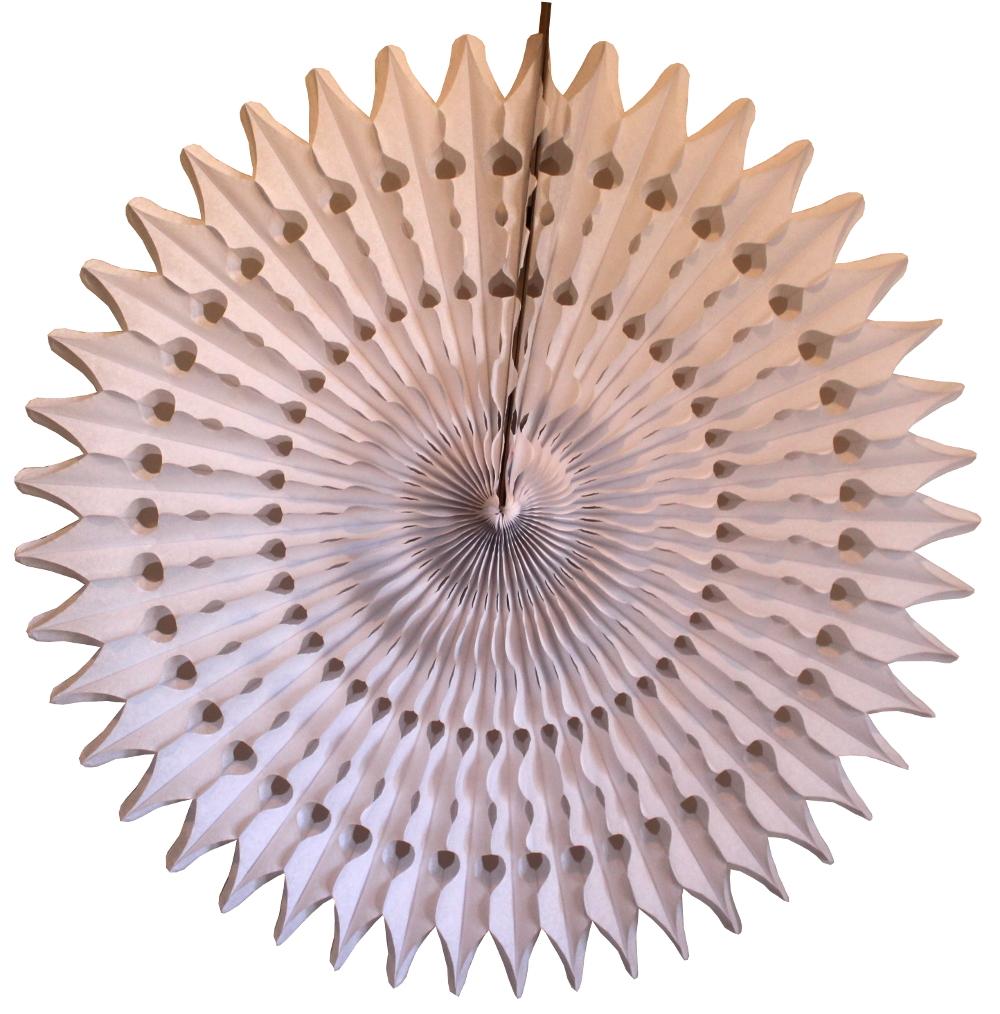 21&quot; White Tissue Paper Fan