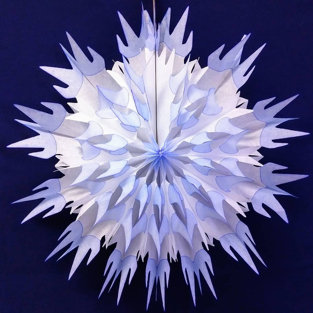 Blue & White Tissue Paper Snowflake 27"