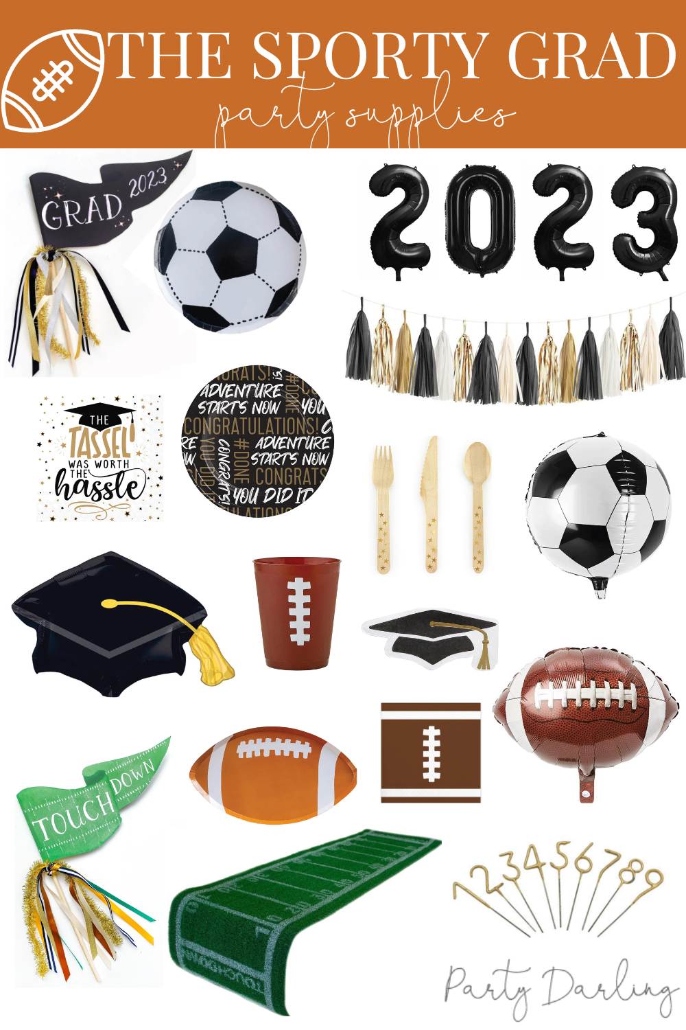 Game Day Sport Theme Football Party Decorations Touchdown Party Decorations-include Happy Birthday Banners,Football Garland,2 Foil Fringe Curtains