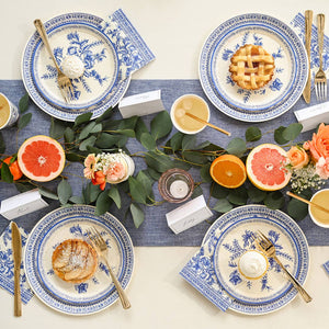 table setting with French Toile Paper Lunch Plates