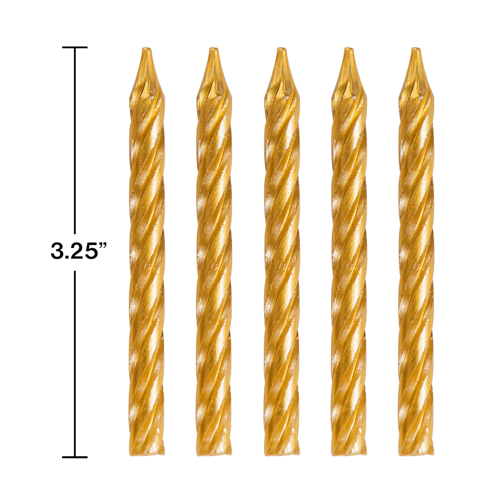 Gold Spiral Birthday Candles 3.25&quot; Tall | The Party Darling