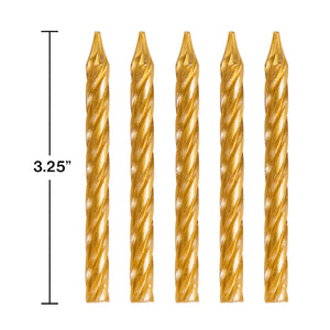 Gold Spiral Birthday Candles 3.25" Tall | The Party Darling