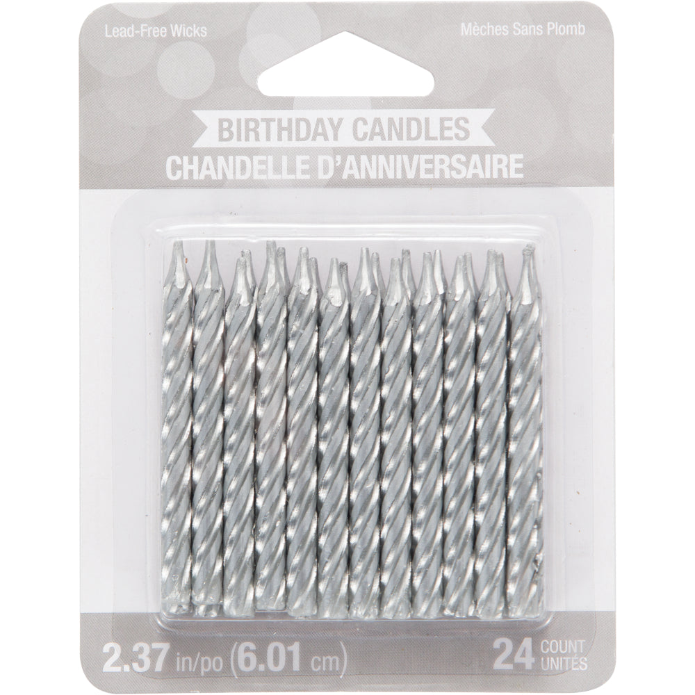 Silver Spiral Birthday Candles 24ct | The Party Darling