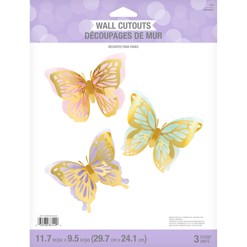 3D Butterfly Wall Cutouts 3ct - The Party Darling