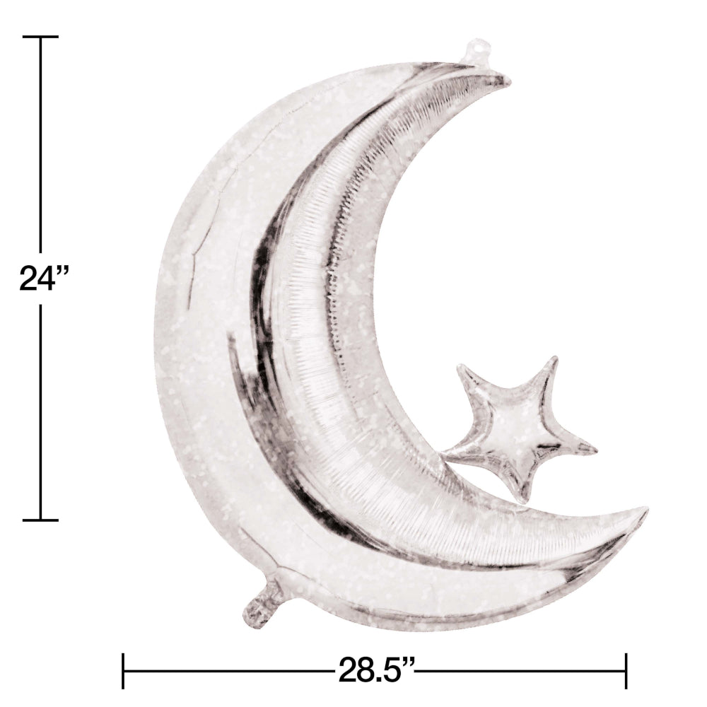 Silver Moon & Star Foil Balloon 28.5in | The Party Darling