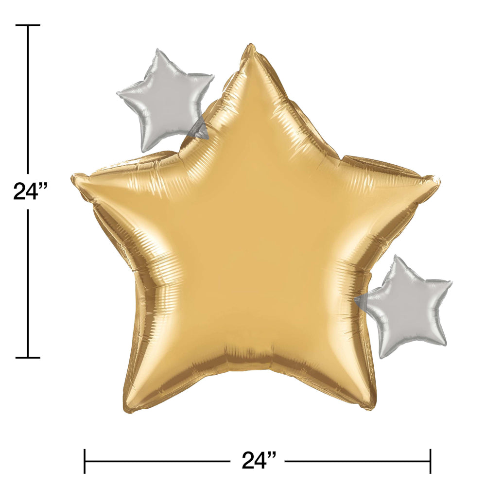 Gold & Silver Stars Foil Balloon 24in | The Party Darling