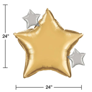 Gold & Silver Stars Foil Balloon 24in