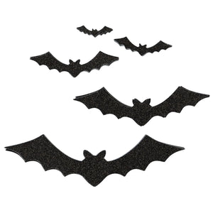 Black Glitter Halloween Bat Wall Decorations 50ct | The Party Darling